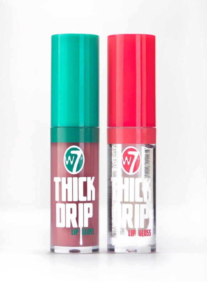 W7 Juicy Lips! Thick Drip Lip Gloss Duo Gift Set - Too Close & In The Clear - Hydrating Glossy Lip Glosses - Stocking Stuffer - Image 2